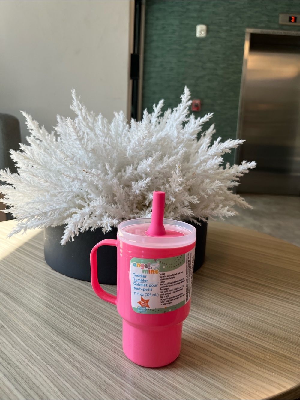 Pink Toddler Tumbler with Handle and Spill-Resistant Straw